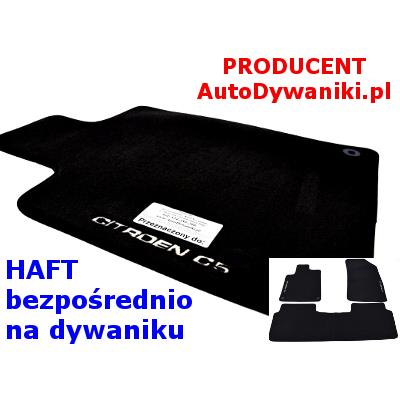 Citroen C5 01-08R. Dywaniki Welurowe Premium Haft