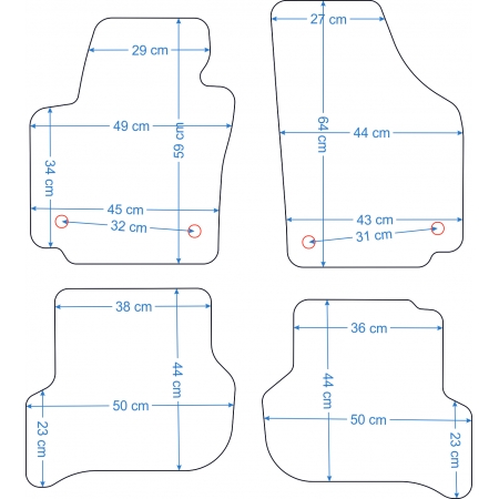 Seat Altea 2008-2015r. Dywaniki welurowe w jakości LUX - na Zamówienie kolory do wyboru